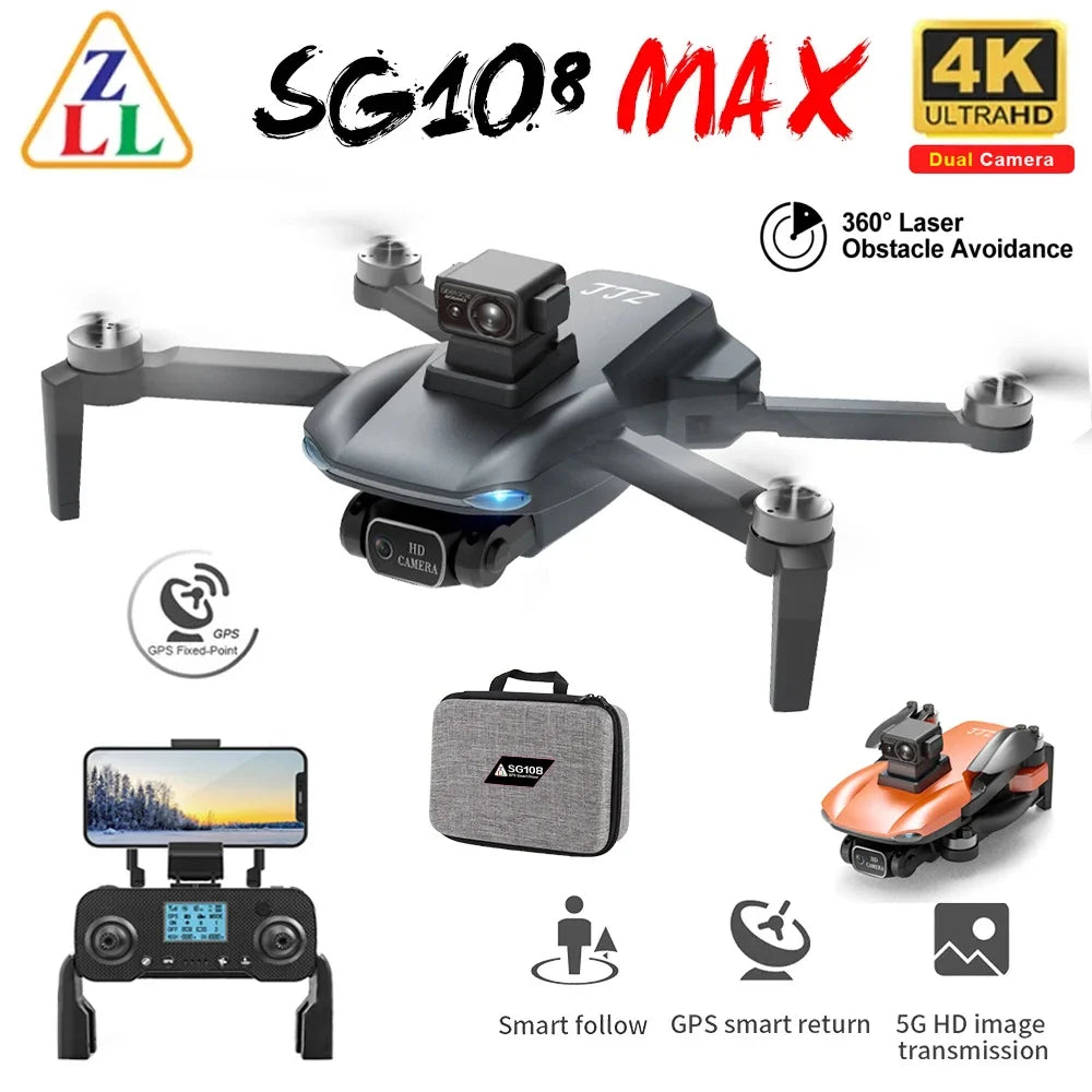 SG108 Max Drone Professional Foldable RC Quadcopter with 4K Camera Brushless Motor 5G GPS Obstacle Avoidance Helicopter Toy