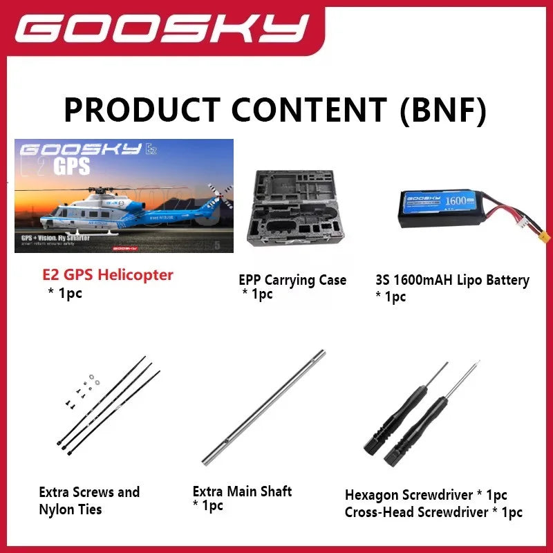 NEW Goosky E2 Gps 1/35 Rc Helicopter Dual Brushless Motor Tof Flight Control System Bnf/Rtf Remote Control Helicopter Toy Gift