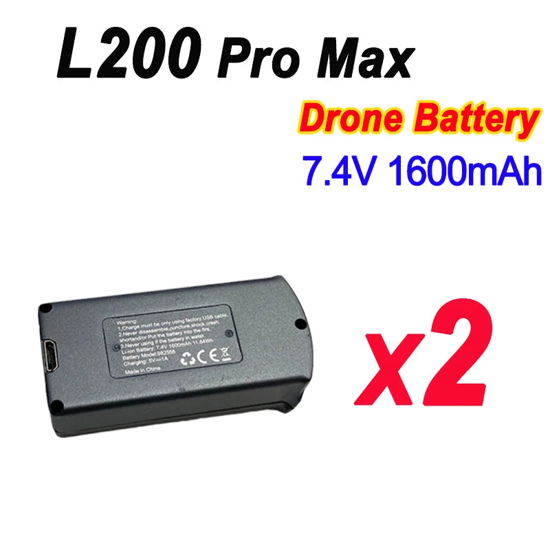 LYZRC-Original L200 PROMAX Drone Battery, 7.4 V1600mAh, for L200 PROMAX RC Quadcopter, Replacement Propeller, Drone Parts