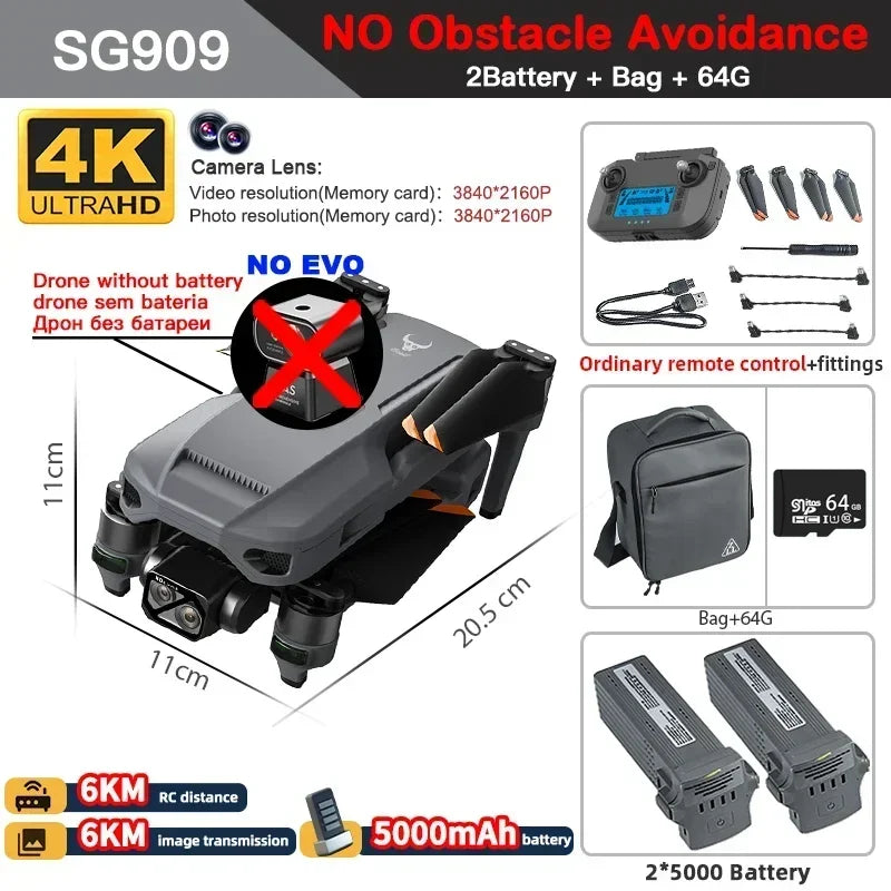 ZLL SG909 SG909MAX Professional Drone With 4K Camera 3-Axis Gimbal 5G 360 Obstacle Avoidance Touch Screen FPV Brushless RC Dron