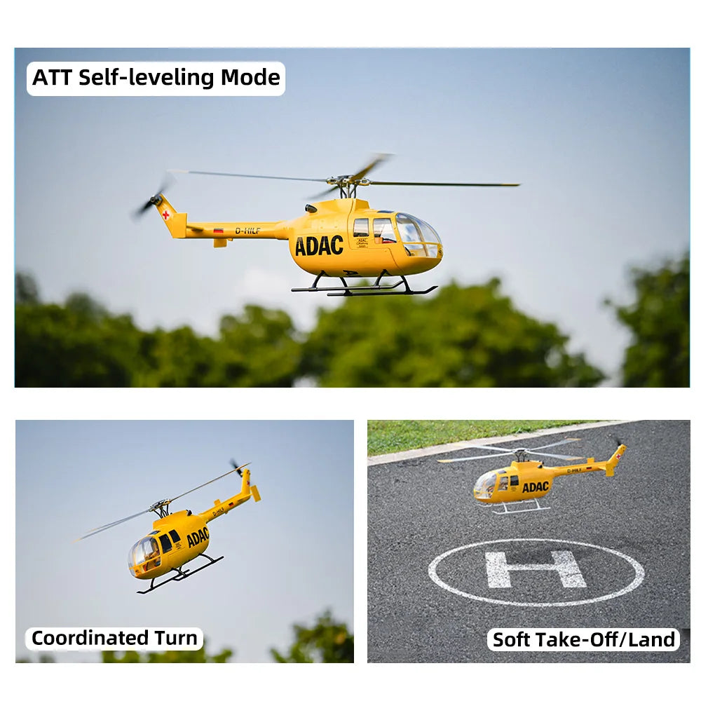 FLYWING BO105 RC Helicopter ADAC 470 class 6CH scale helicopter BO105 rc Plane 4 blades rotor head one-key return Airplane Toys