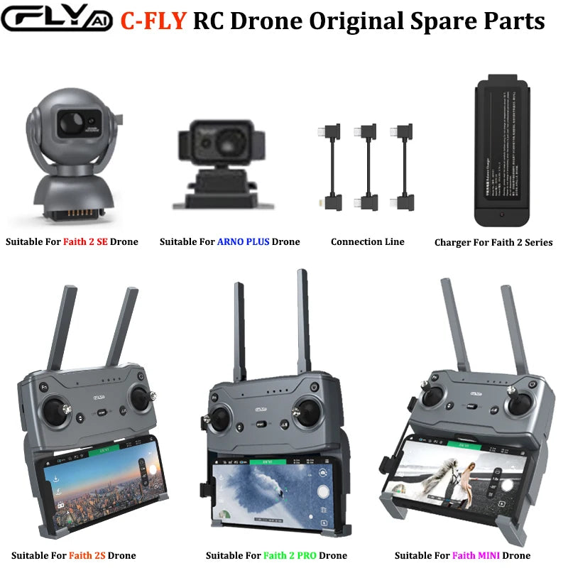 CFLY Faith 2 Pro / Faith Mini / Arno Plus / Faith 2 SE Remote Control Obstacle Avoider Charger RC Drone Spare Parts Accessories