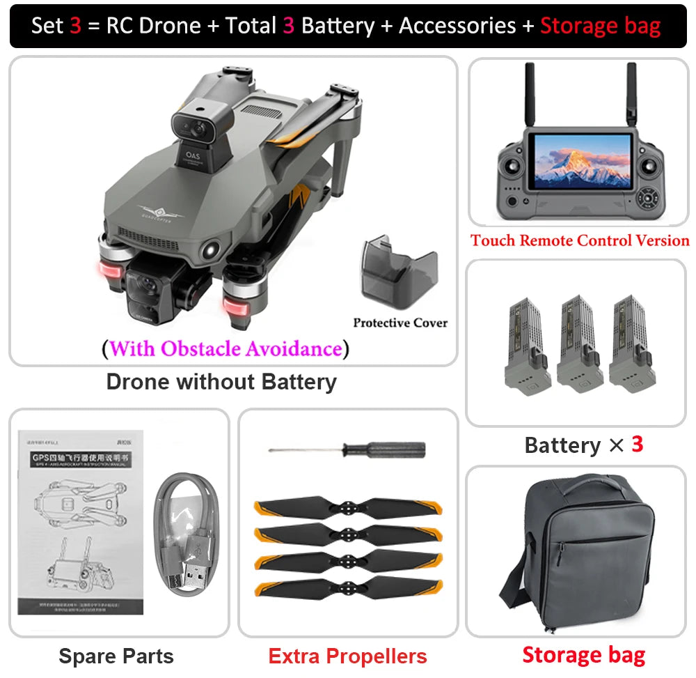 KF100 MAX RC drones GPS Drone 4K Camera 3-Axis Gimbal WIFI Obstacle Avoidance Touch Screen FPV Brushless EIS Electronic  Toys