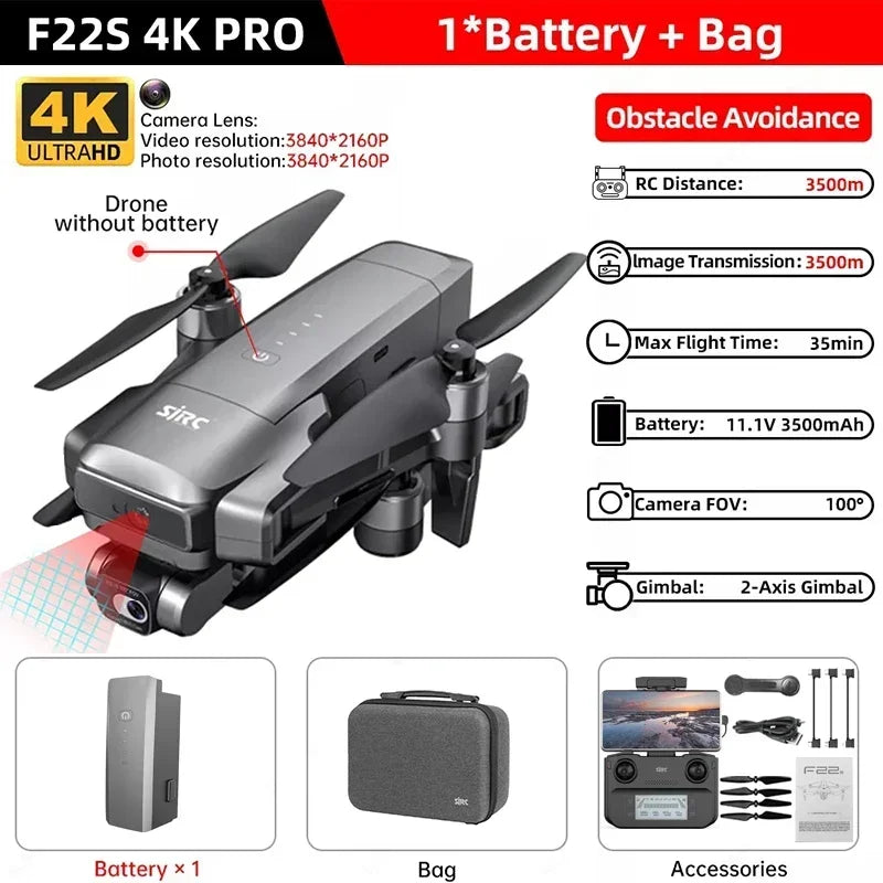 IN Stock SJRC F22 / F22S 4K Pro GPS Drone 4K Profesional RC Quadcopter With Camera 2 Axis Stabilized Gimbal 5G WiFi FPV Drones