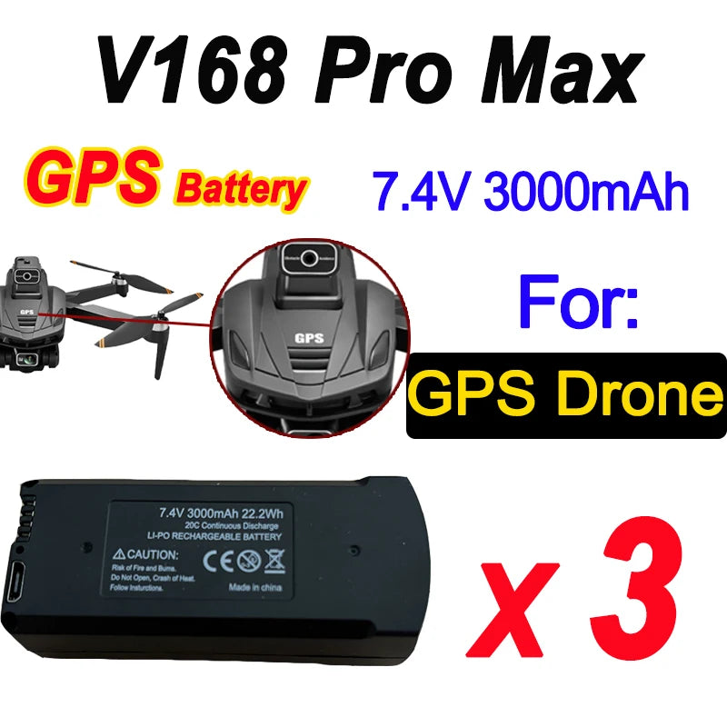 Original V168 GPS Battery 7.4V 3000mAh For V168Pro Max Drone 3.7V 2000mAh Battery For V168Pro RC Quadcopter Accessories Part