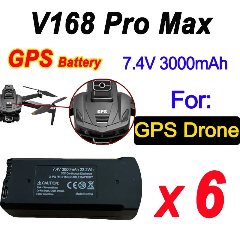 V168 Original Battery 7.4V 3000mAh for V168Pro Max Drone 3.7V 2000mAh Battery for V168Pro RC Quadcopter Essential Accessory