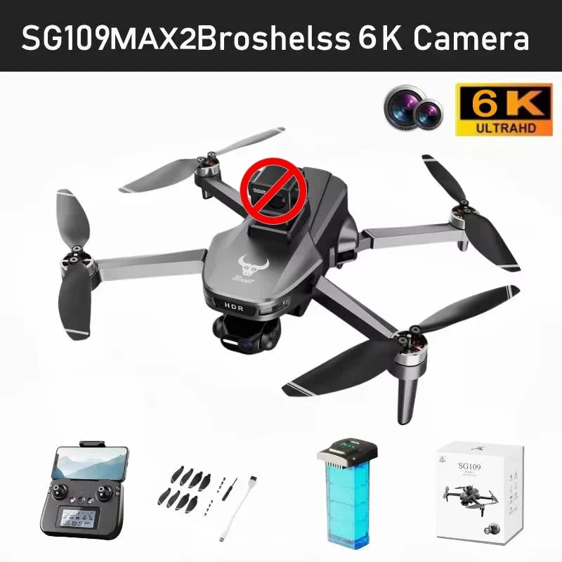 SG109 MAX2 8K HD dual camera GPS drone 3-axis gimbal 360 ° laser obstacle avoidance brushless quad-axis foldable aircraft