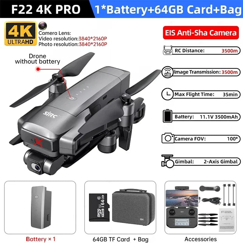 IN Stock SJRC F22 / F22S 4K Pro GPS Drone 4K Profesional RC Quadcopter With Camera 2 Axis Stabilized Gimbal 5G WiFi FPV Drones