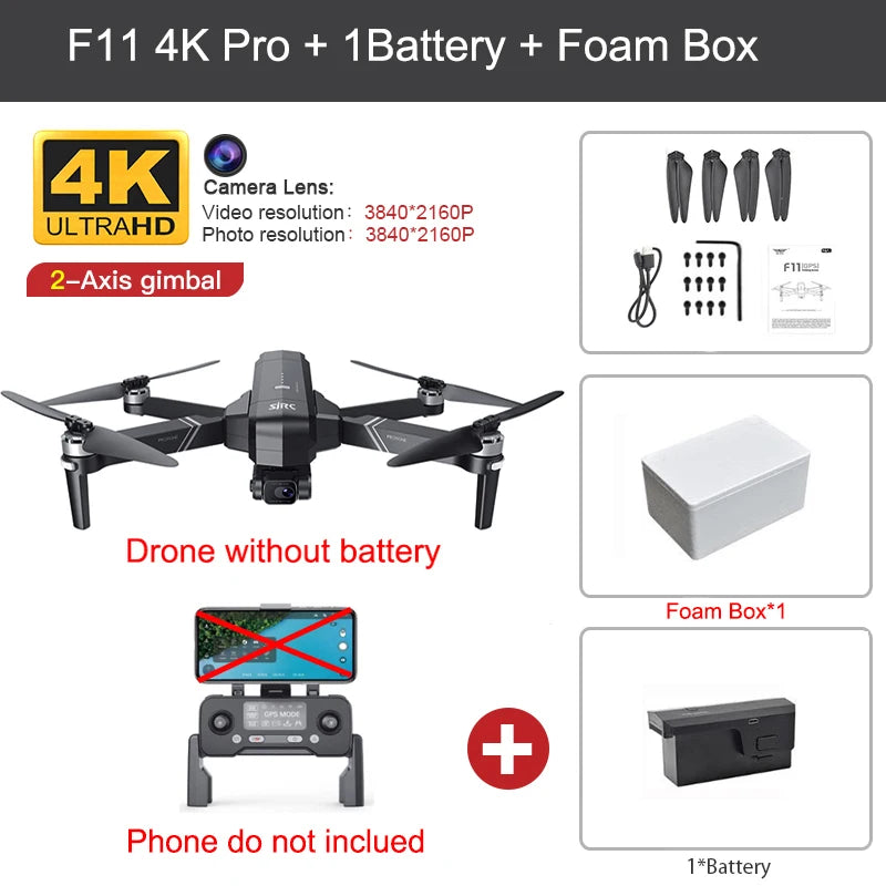 SJRC F11 Pro 4K F11s Pro 4K Camera Drone GPS 5G FPV HD 2 Axis Stabilized Gimbal EIS Professional Brushless Quadcopter RC Dron