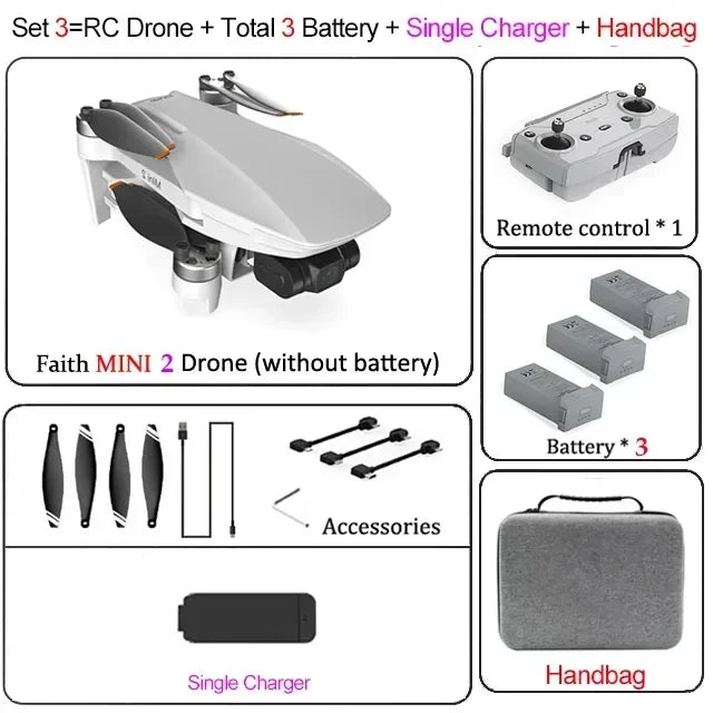 CFLY Faith 2 MINI Drone 4K HD Camera 3-Axis Gimbal 5G Wifi GPS FPV RC Quadcopter CFLY Faith MINI 2 Dron