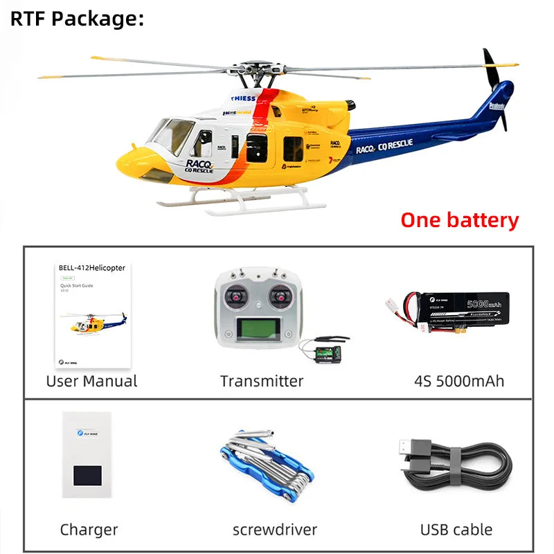 FLYWING Bell 412 scale Helicopter 1:16 6CH helicopter Brushless Motor bell412 rc helicopter 470 size ACE GPS Scale Helicopter