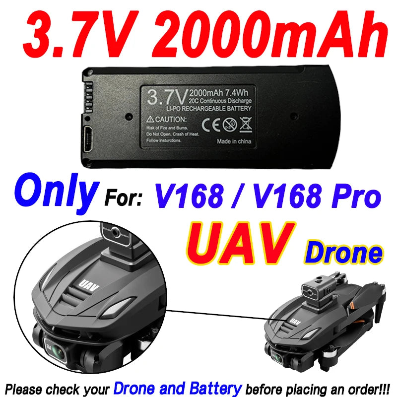 Original V168 GPS Battery 7.4V 3000mAh For V168Pro Max Drone 3.7V 2000mAh Battery For V168Pro RC Quadcopter Accessories Part
