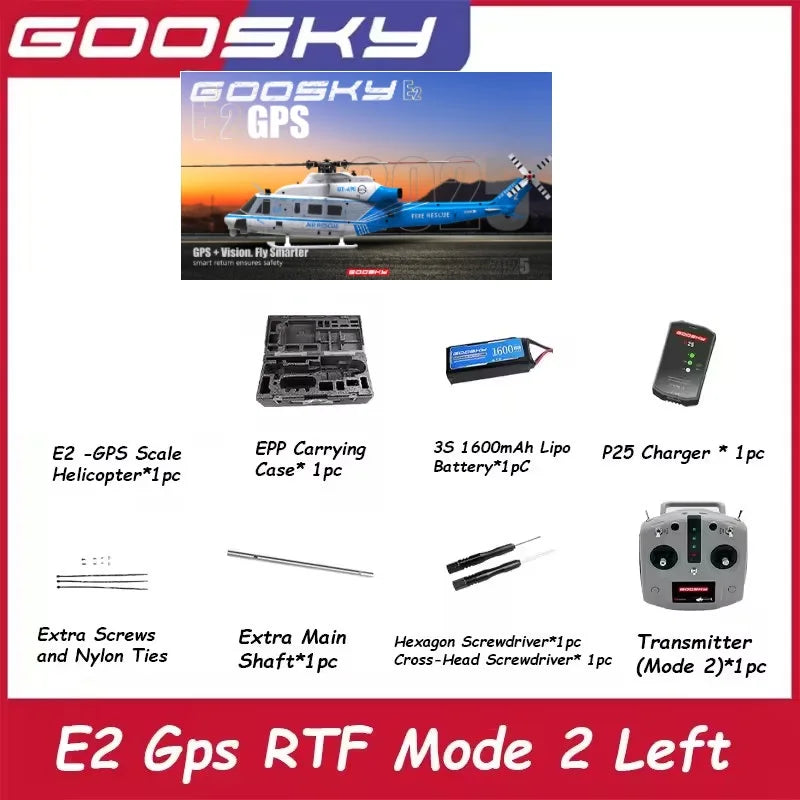 NEW Goosky E2 Gps 1/35 Rc Helicopter Dual Brushless Motor Tof Flight Control System Bnf/Rtf Remote Control Helicopter Toy Gift