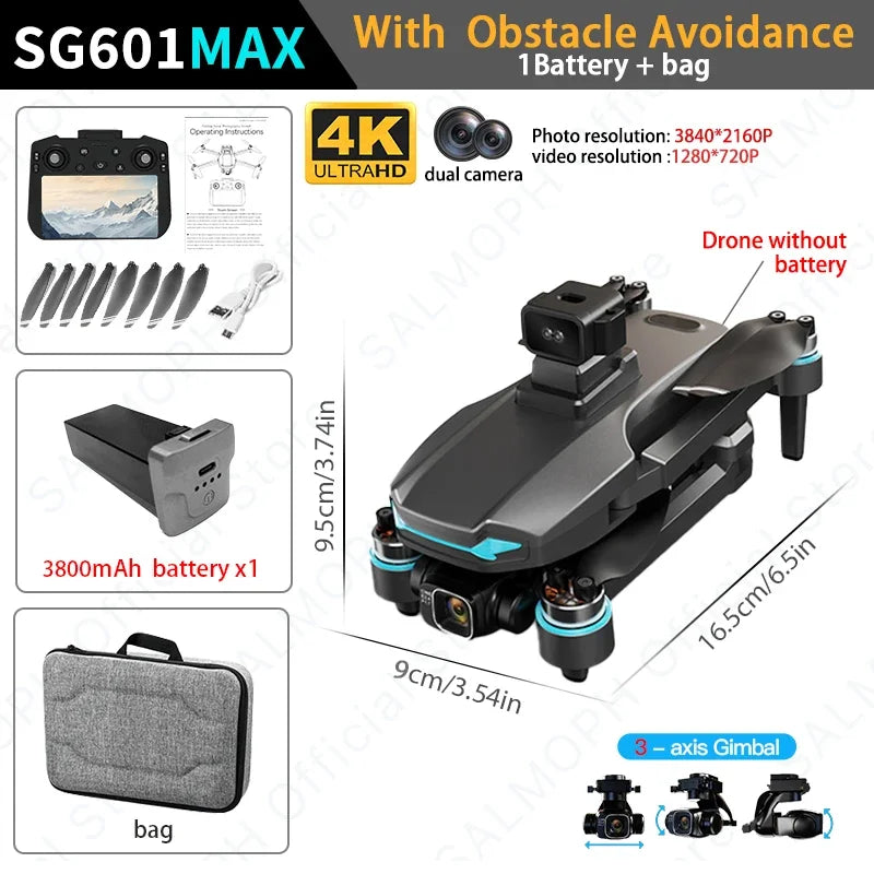SG601 MAX Professional GPS Drone 4K Camera 3-Axis Gimbal 5G 6KM 6K Touch Remote Obstacle Avoidance FPV Brushless RC Drone