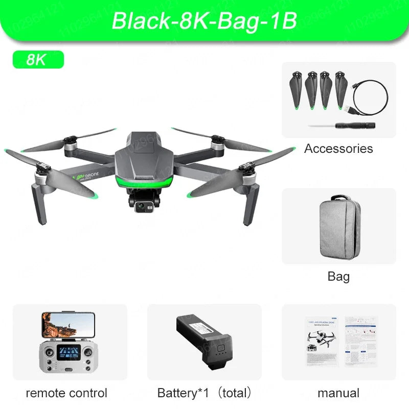 New S155 Pro Gps Drone 4k Hd Camera Aerial Photography Fpv 8K 3-axis Anti-shake Gimbal Brushless Motor Obstacle Avoidance Toys