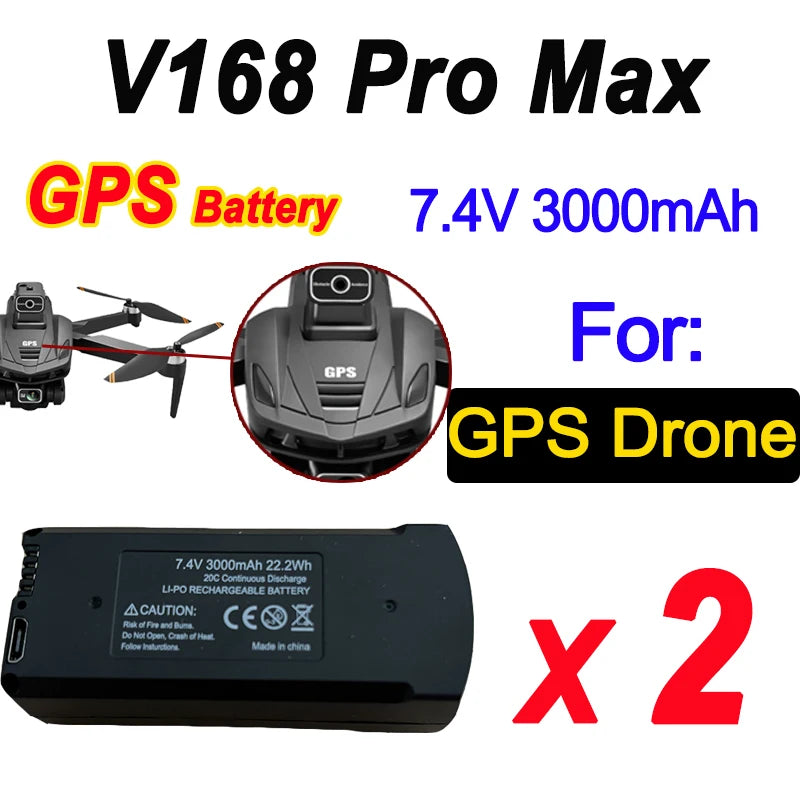 Original V168 GPS Battery 7.4V 3000mAh For V168Pro Max Drone 3.7V 2000mAh Battery For V168Pro RC Quadcopter Accessories Part