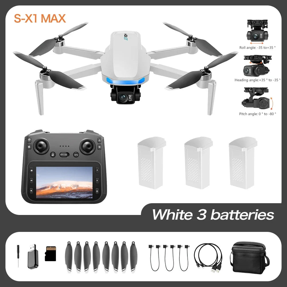 2025 S-X1 GPS pro Drone 8K HD Camera 3-Axis Anti-Shake Gimbal EIS 5G Screen Control Brushless Quadcopter RC Toy Gift