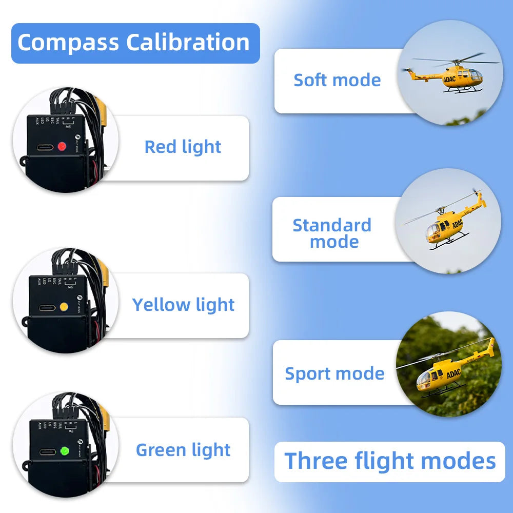 FLYWING BO105 RC Helicopter ADAC 470 class 6CH scale helicopter BO105 rc Plane 4 blades rotor head one-key return Airplane Toys