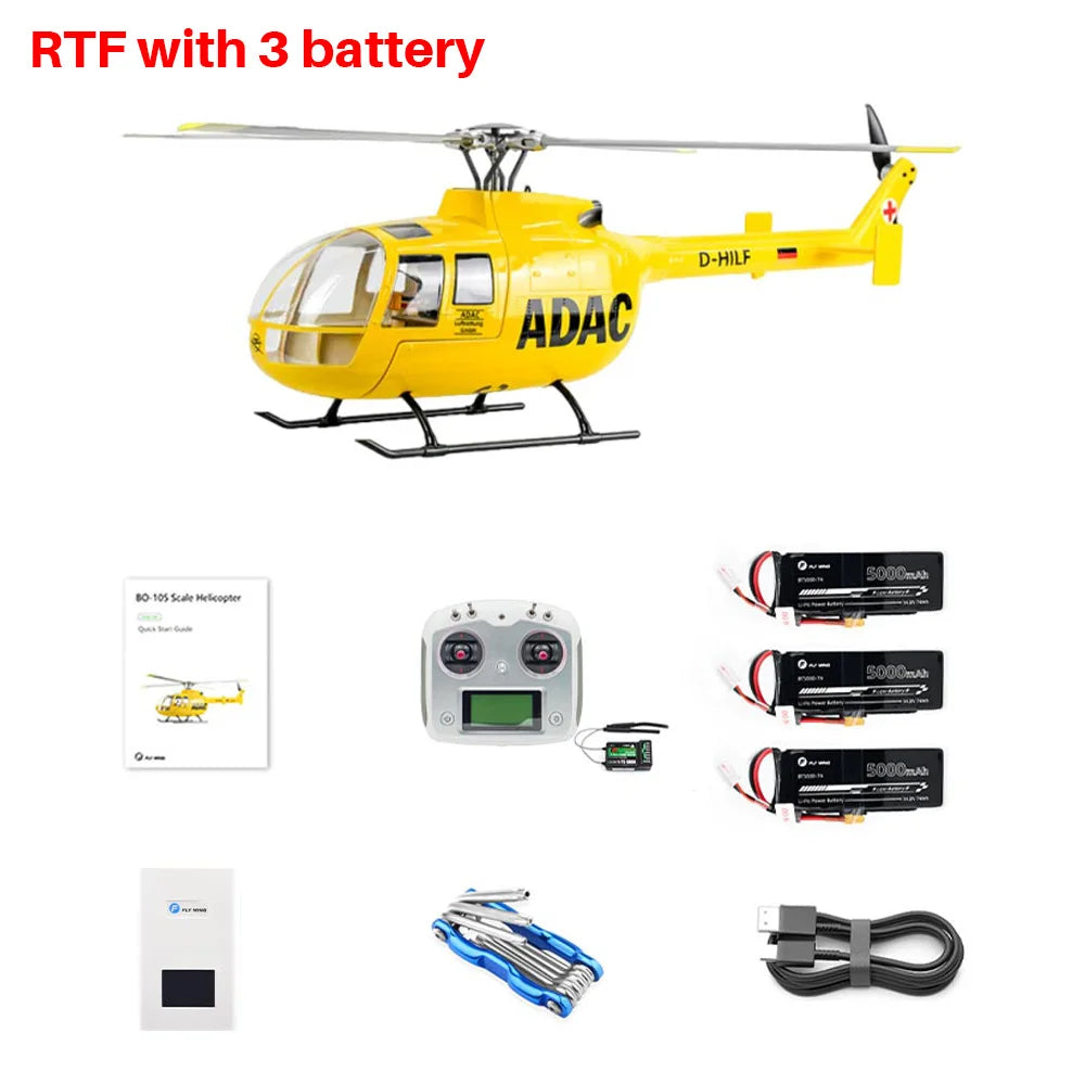 FLYWING BO105 RC Helicopter ADAC 470 class 6CH scale helicopter BO105 rc Plane 4 blades rotor head one-key return Airplane Toys