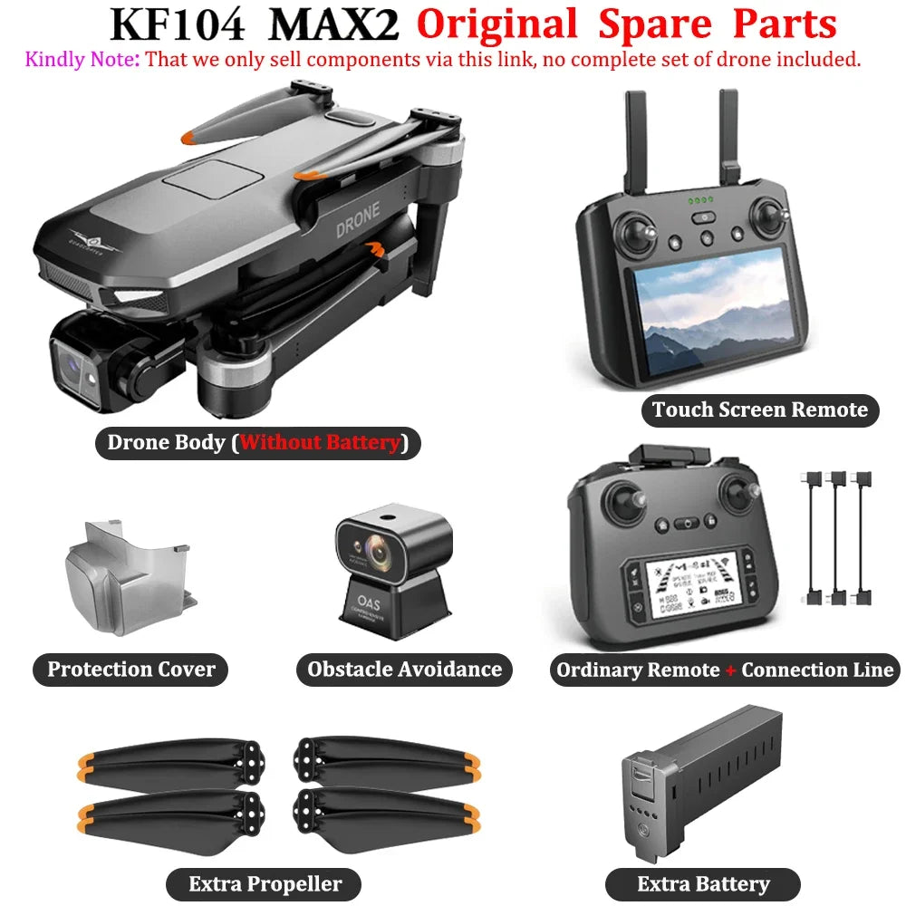 KF104 MAX2 Drone Body Ordinary or Touch Screen Remote Control / Obstacle Avoidance Propeller Original Spare Part Toy Accessories