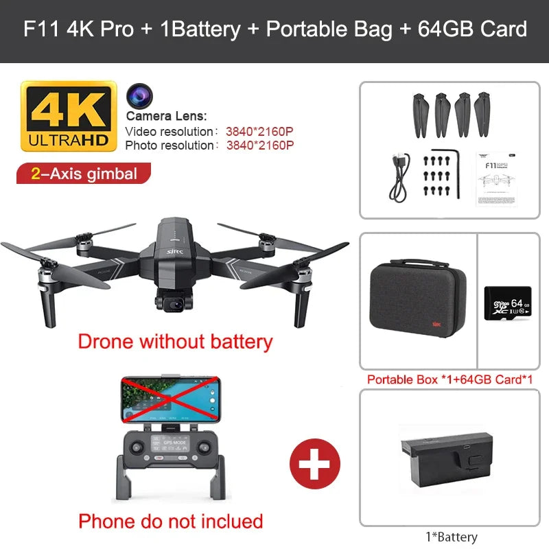 SJRC F11 Pro 4K F11s Pro 4K Camera Drone GPS 5G FPV HD 2 Axis Stabilized Gimbal EIS Professional Brushless Quadcopter RC Dron
