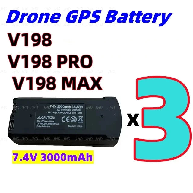 Original 7.4V 3000mAh V198 MAX PRO or V198 8K GPS RC Quadcopter or V198PRO Spare  Drone Battery Drone Parts