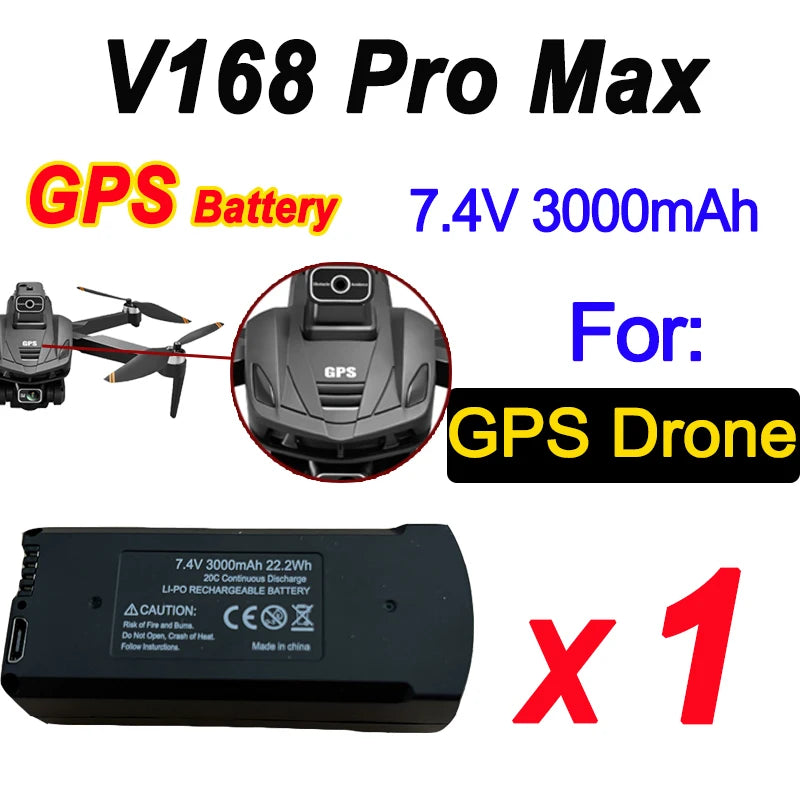 Original V168 GPS Battery 7.4V 3000mAh For V168Pro Max Drone 3.7V 2000mAh Battery For V168Pro RC Quadcopter Accessories Part