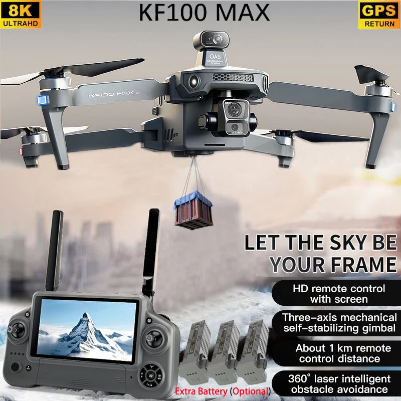 KF100 MAX RC drones GPS Drone 4K Camera 3-Axis Gimbal WIFI Obstacle Avoidance Touch Screen FPV Brushless EIS Electronic  Toys
