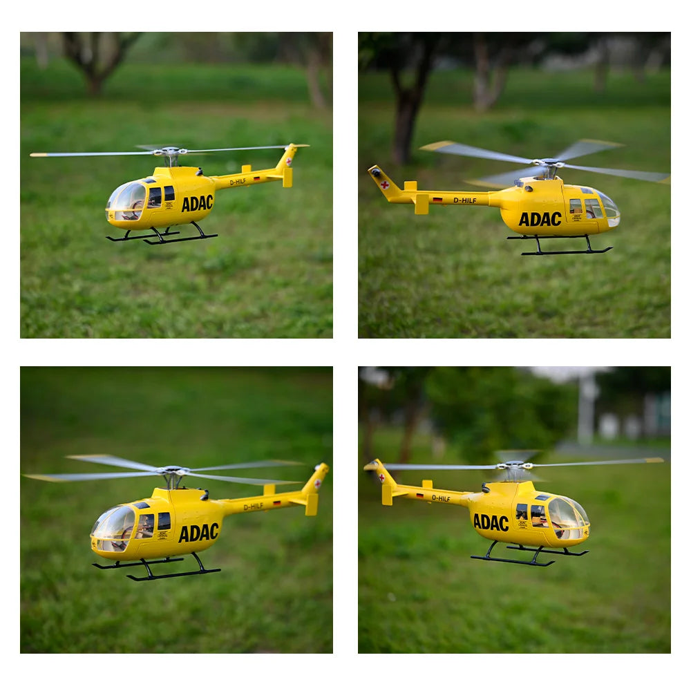 FLYWING BO105 RC Helicopter ADAC 470 class 6CH scale helicopter BO105 rc Plane 4 blades rotor head one-key return Airplane Toys