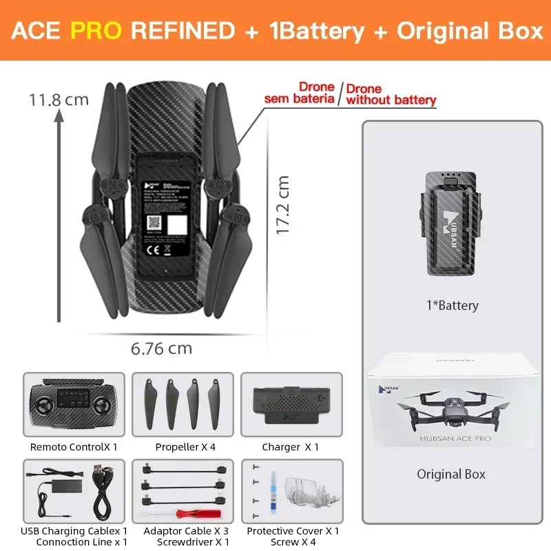 Hubsan ACE PRO Refined Drone With 4K HD Camera 15KM WIFI 3-axis Gimbal Brushless Quadcopter Obstacle Avoidance Professional Dron