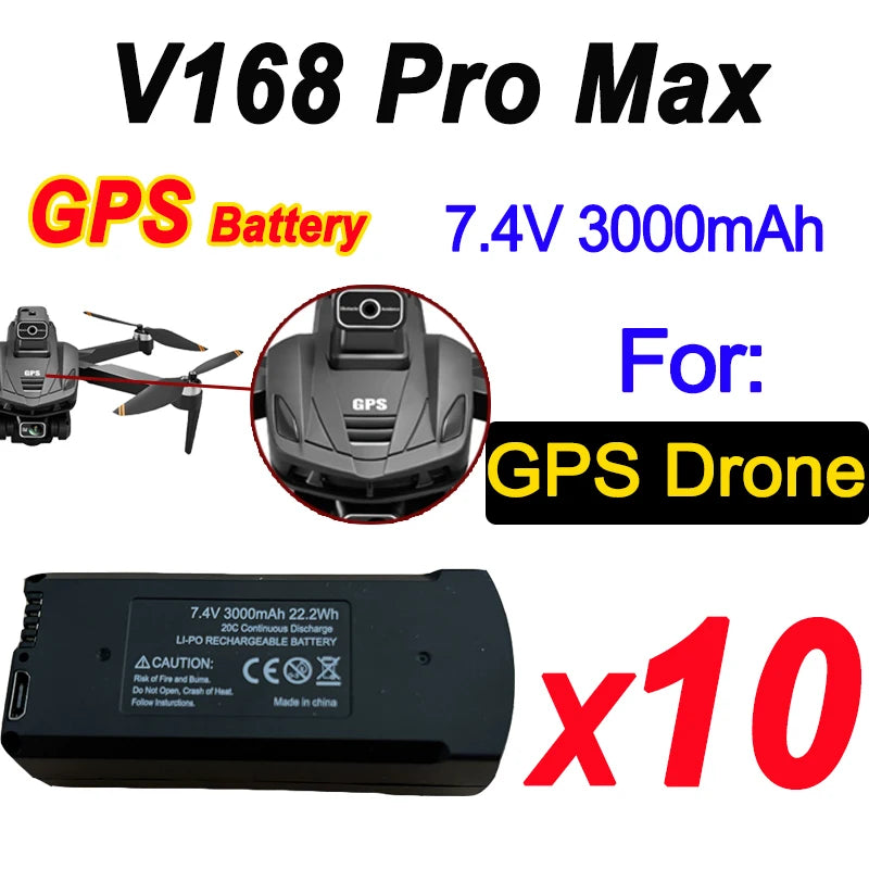 Original V168 GPS Battery 7.4V 3000mAh For V168Pro Max Drone 3.7V 2000mAh Battery For V168Pro RC Quadcopter Accessories Part