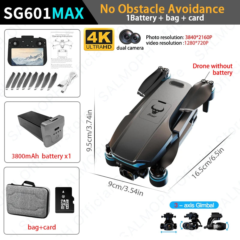 SG601 MAX Professional GPS Drone 4K Camera 3-Axis Gimbal 5G 6KM 6K Touch Remote Obstacle Avoidance FPV Brushless RC Drone