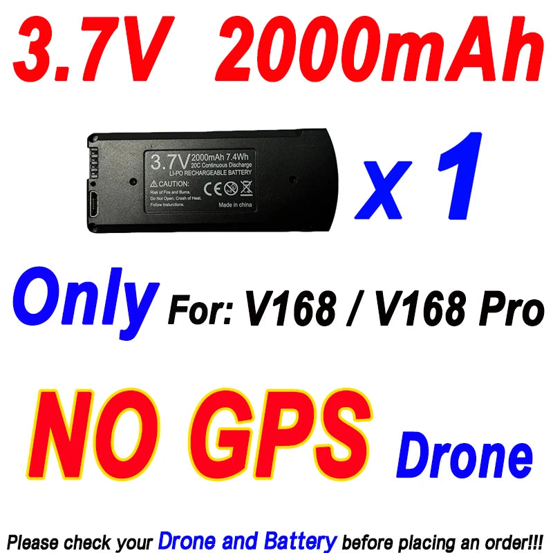 Original V168 GPS Battery 7.4V 3000mAh For V168Pro Max Drone 3.7V 2000mAh Battery For V168Pro RC Quadcopter Accessories Part