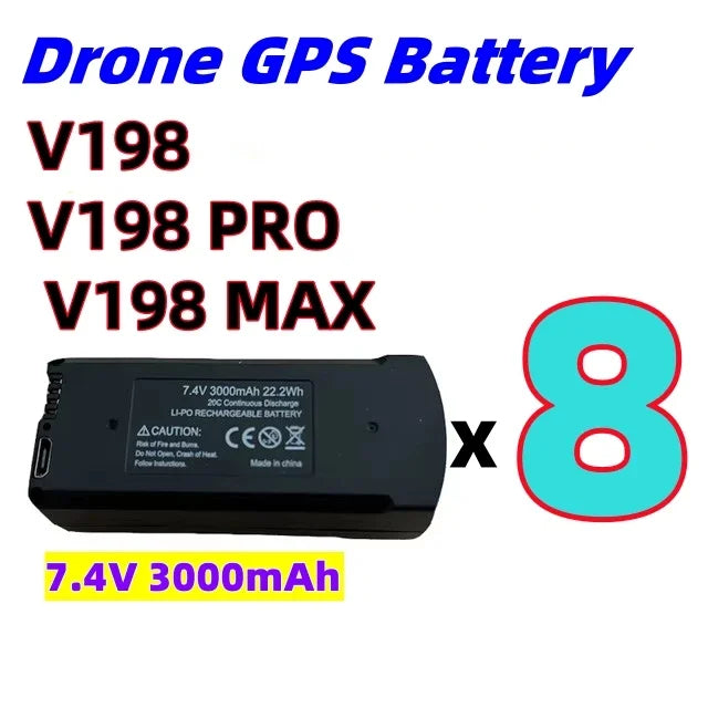 Original 7.4V 3000mAh V198 MAX PRO or V198 8K GPS RC Quadcopter or V198PRO Spare  Drone Battery Drone Parts