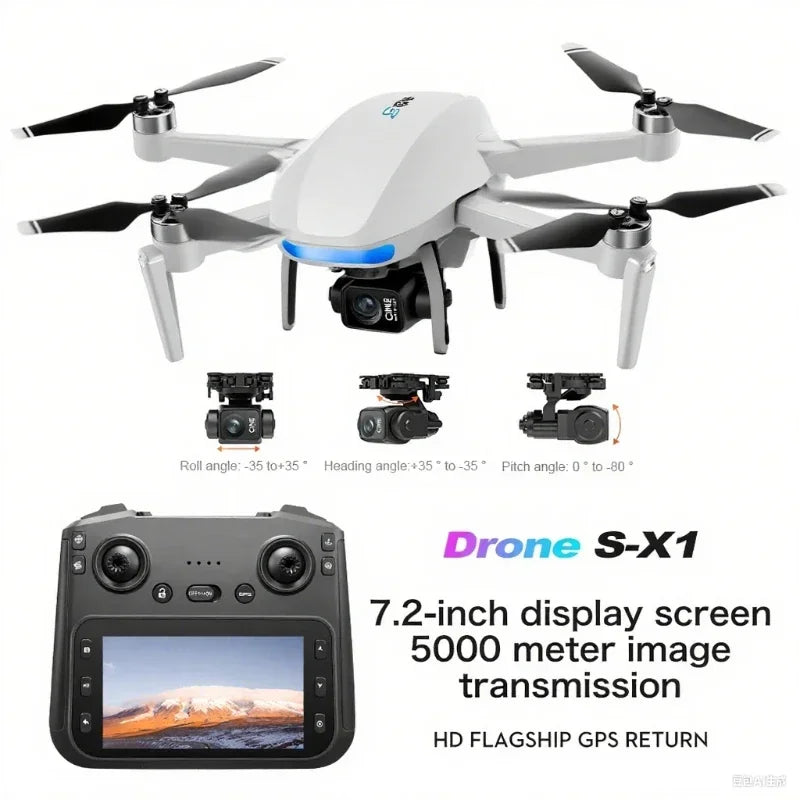 2025 S-X1 GPS pro Drone 8K HD Camera 3-Axis Anti-Shake Gimbal EIS 5G Screen Control Brushless Quadcopter RC Toy Gift