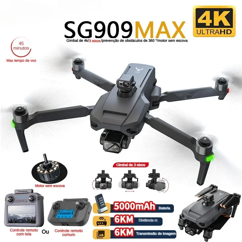 ZLL SG909 SG909MAX Professional Drone With 4K Camera 3-Axis Gimbal 5G 360 Obstacle Avoidance Touch Screen FPV Brushless RC Dron