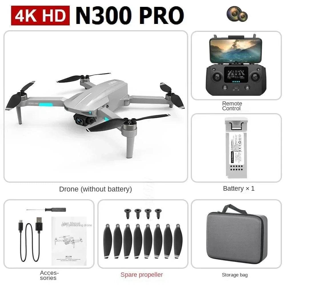 2025 N300 Pro Drone 4K Professional HD Dual Camera Wide Angle Optical 5G GPS 360 Obstacle Avoidance Brushless Quadcopter RC Toy
