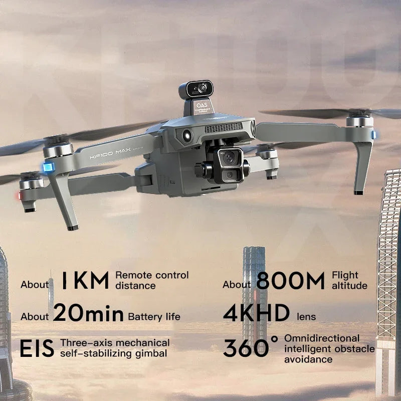 KF100 MAX RC drones GPS Drone 4K Camera 3-Axis Gimbal WIFI Obstacle Avoidance Touch Screen FPV Brushless EIS Electronic  Toys