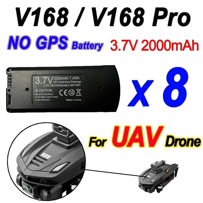 V168 Original Battery 7.4V 3000mAh for V168Pro Max Drone 3.7V 2000mAh Battery for V168Pro RC Quadcopter Essential Accessory