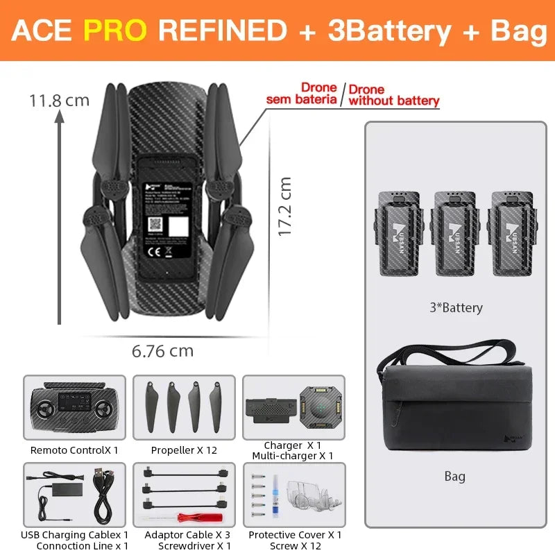 Hubsan ACE PRO Refined Drone With 4K HD Camera 15KM WIFI 3-axis Gimbal Brushless Quadcopter Obstacle Avoidance Professional Dron