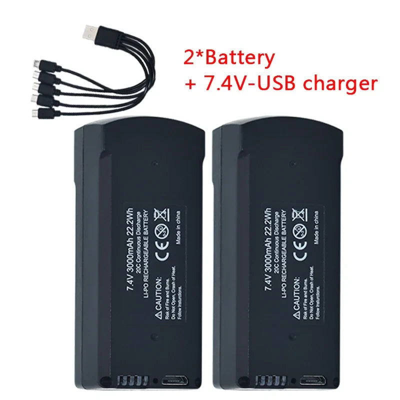 V198 PRO MAX brushless GPS obstacle avoidance remote control drone quadcopter accessories 7.4V 3000Mah battery USB/5To1 cable