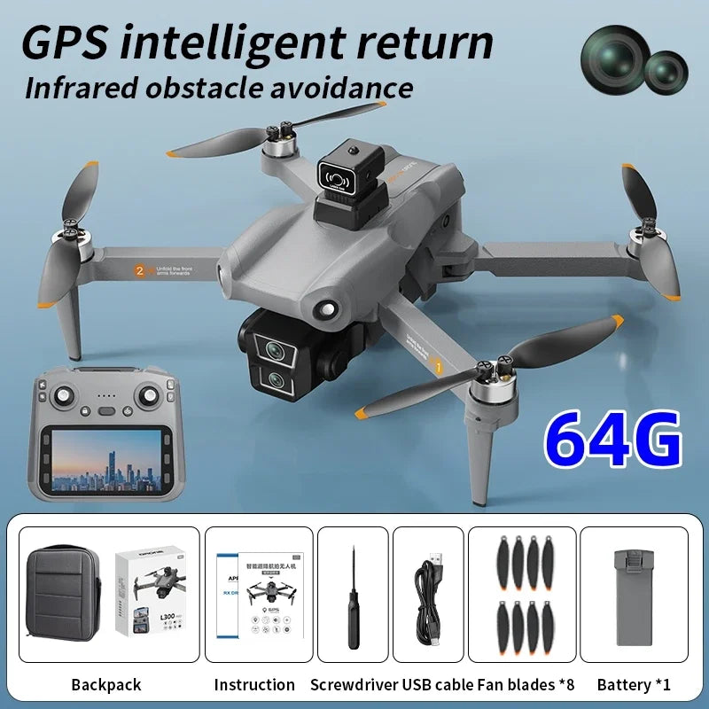 L300 MAX GPS drone 5G 4K 5.9-inch button screen control remote control laser obstacle avoidance aerial photography aircraft