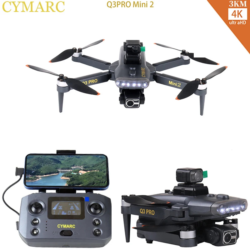 Q3PRO Mini2   GPS Drone With Camera EIS 3-Axis Gimbal FPV Dron 5G WIFI Brushless Motor Foldable 3KM RC Quadcopter
