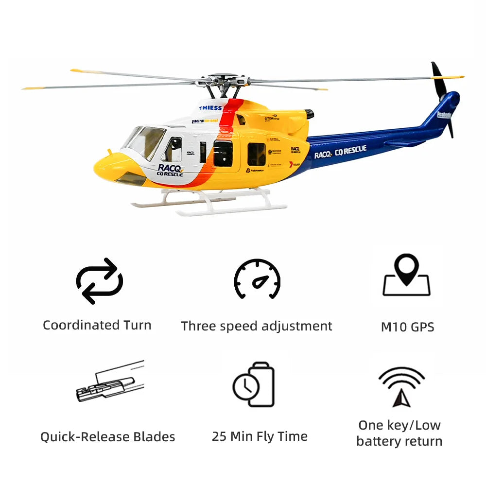 FLYWING Bell 412 scale Helicopter 1:16 6CH helicopter Brushless Motor bell412 rc helicopter 470 size ACE GPS Scale Helicopter