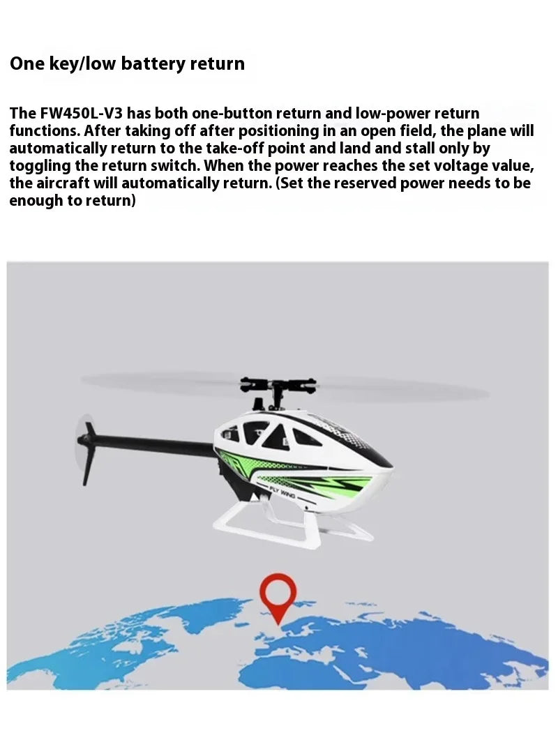 FLYWING FW450 RC 6CH 3D FW450L V3 Smart GPS FBL Gyro Helicopter RTF H1 Flight Controller Brushless Remote Control Helicopter Toy