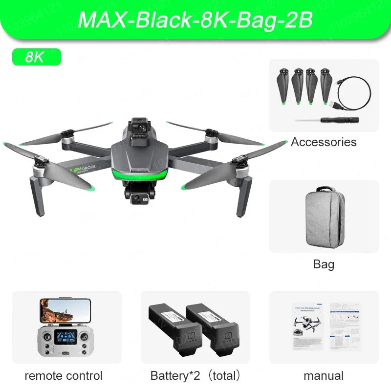 New S155 Pro Gps Drone 4k Hd Camera Aerial Photography Fpv 8K 3-axis Anti-shake Gimbal Brushless Motor Obstacle Avoidance Toys