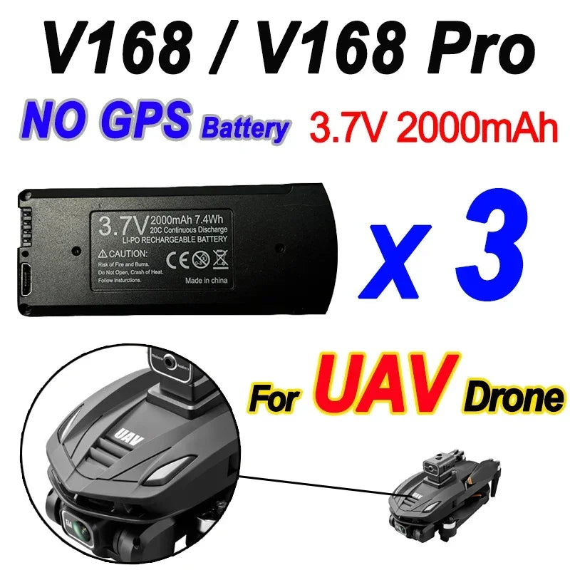 V168 Original Battery 7.4V 3000mAh for V168Pro Max Drone 3.7V 2000mAh Battery for V168Pro RC Quadcopter Essential Accessory