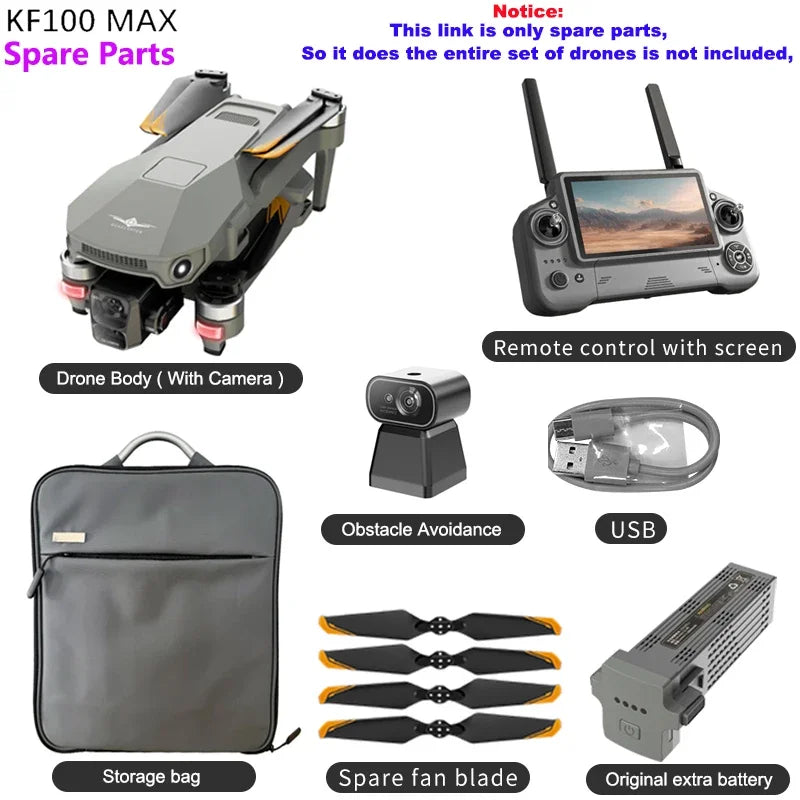 KF100 MAX Drone Body Touch Screen Remote Control / Obstacle Avoidance / Propeller / Storage bag Original Spare Parts Accessories