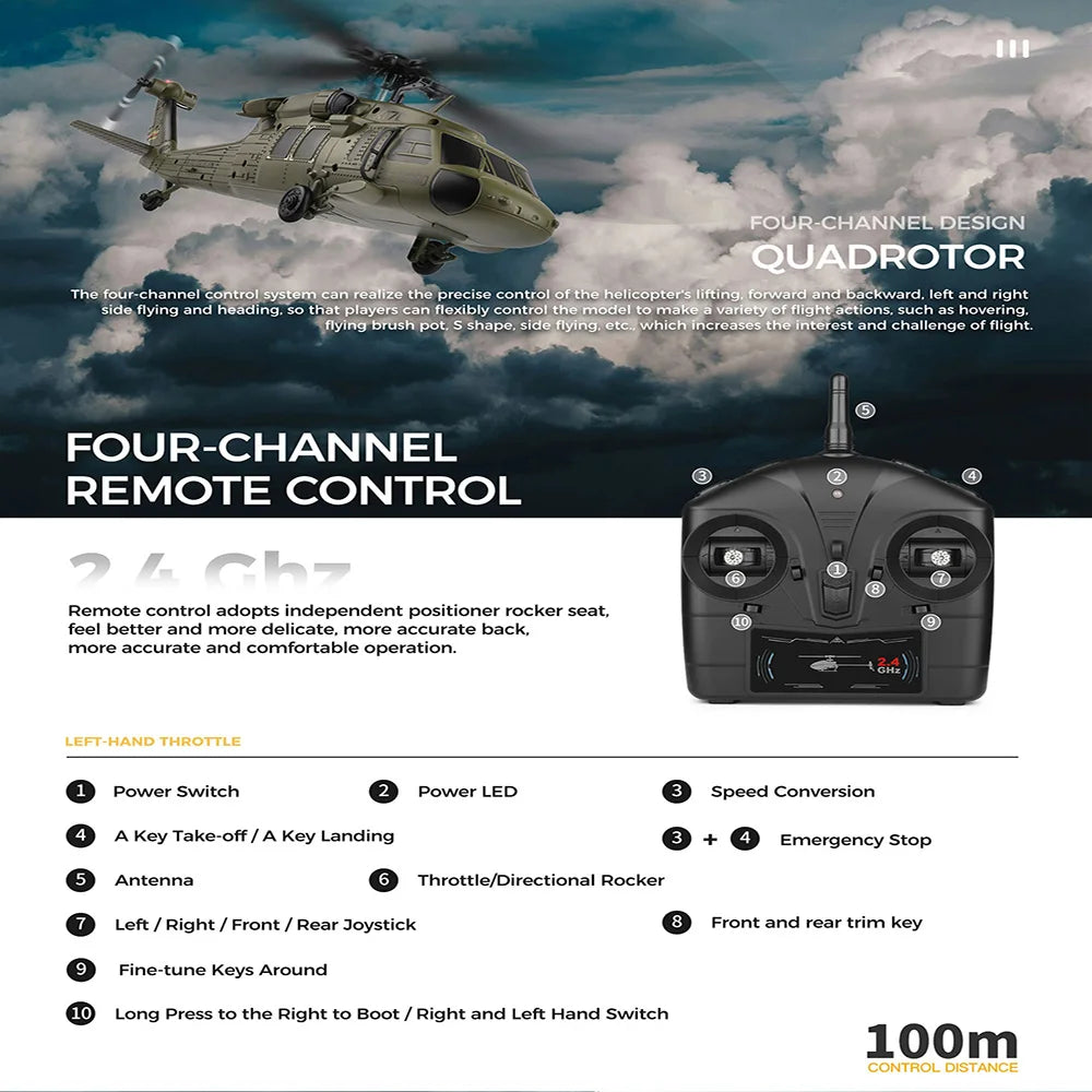 WLtoys K170 RC Helicopter 2.4G 6-Aixs Gyroscope 4CH Altitude Hold Optical Flow Remote Control Helicopter Toys for Children