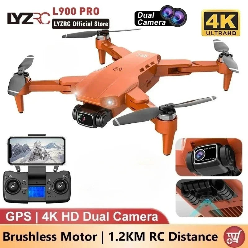LYZRC L900 pro GPS Drone with 4K HD Dual Camera 5G Brushless Quadcopter RC Aircraft Foldable WIFI Photography Cam